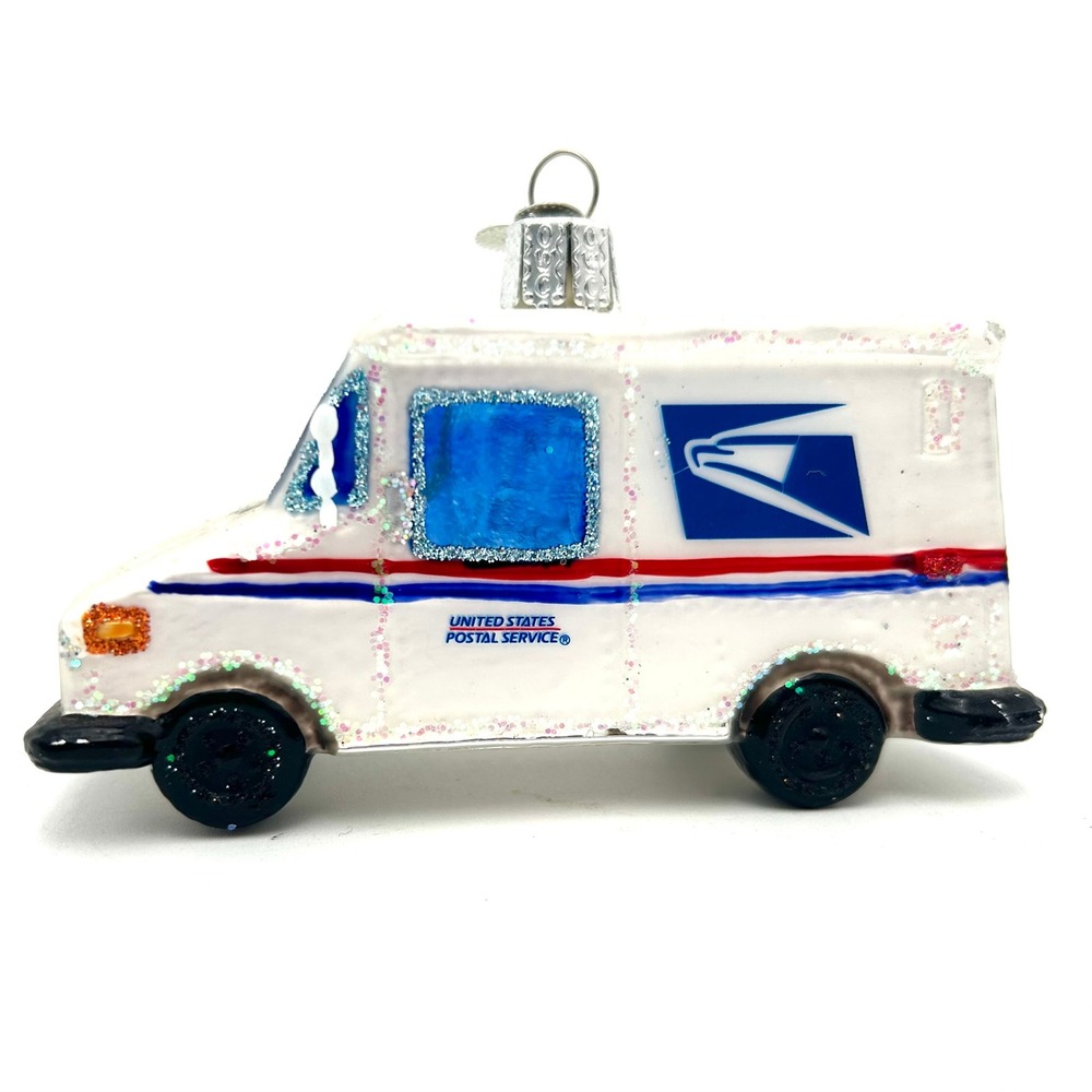 Old World Christmas USPS Mail Truck Glass Ornament United States Postal Service